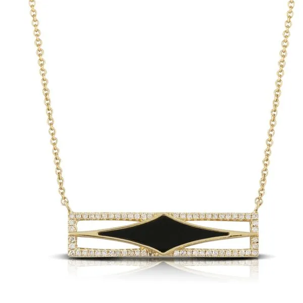18 Karat Yellow Gold Black Onyx Bar with Diamond Accent Corinth Jewelers Corinth, MS