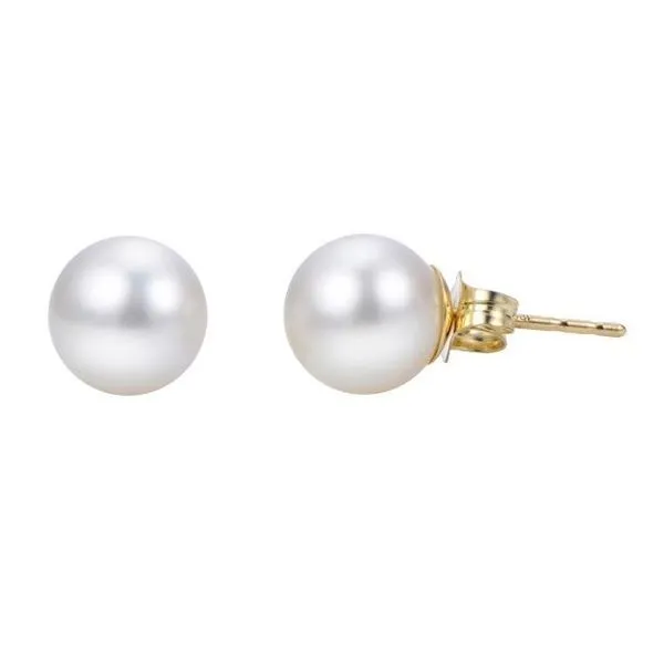 14 Karat Yellow 7mm Akoya Pearl Stud Earrings Corinth Jewelers Corinth, MS