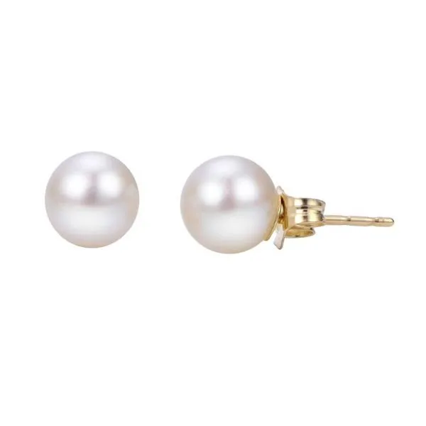 14 Karat Yellow Gold 6mm Akoya Pearl Stud Earrings Corinth Jewelers Corinth, MS