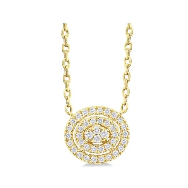 10 Karat Yellow Gold Triple Pave' Oval Diamond Halo Fashion Necklace - 0.15 dwt Corinth Jewelers Corinth, MS