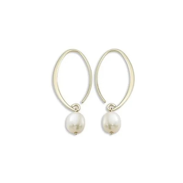 14 Karat Yellow Gold Sweep Hoop with Fresh Water Pearl Drop Corinth Jewelers Corinth, MS