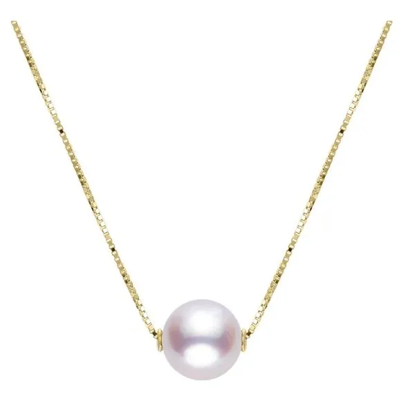 14 Karat Yellow Gold 7 - 7.5mm Single Akoya Pearl Fashion Necklace -17