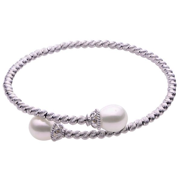 Sterling Silver 8 - 9 mm Fresh Water Pearl Brilliance Bead Bangle Bracelet - 7.5