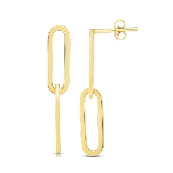 14 Karat Yellow Gold Paperclip 32x6 mm Polished Dangle Earring Corinth Jewelers Corinth, MS