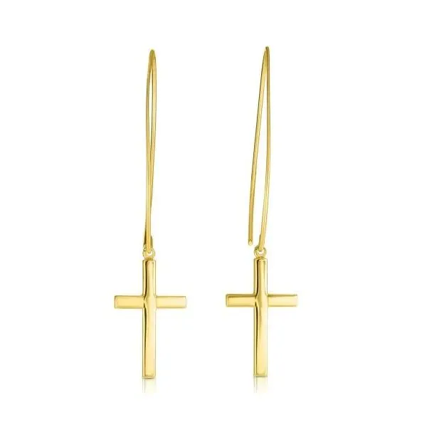 14 Karat Yellow Gold Polished Cross Dangle Earrings Corinth Jewelers Corinth, MS