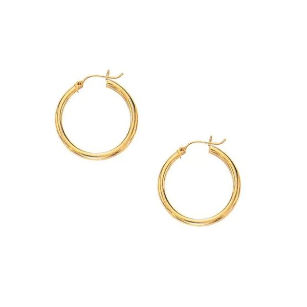 10 Karat Yellow Gold 3x25 mm Lite Tube Polished Hoop Earrings Corinth Jewelers Corinth, MS