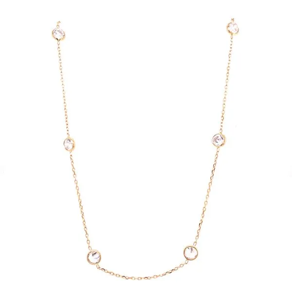 14 Karat Yellow Gold CZ Bezel Station Necklace Corinth Jewelers Corinth, MS