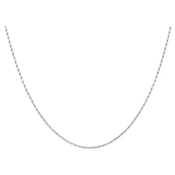 14 Karat White Gold 1mm Round Snail Chain - 18