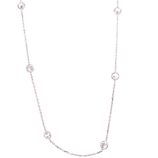 14 Karat White Gold CZ Bezel Station Necklace Corinth Jewelers Corinth, MS