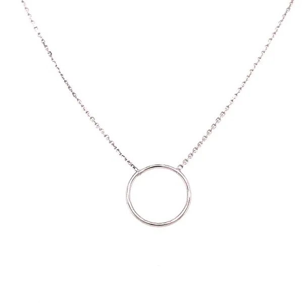 14 Karat White Gold Open Polished Circle Necklace with Adjustable Chain Corinth Jewelers Corinth, MS