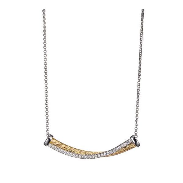Sterling Silver and Gold Plated Intertwined Long Bar Necklace Corinth Jewelers Corinth, MS