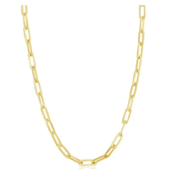 Sterling Silver and Gold Plated 3.2 mm Paper Clip Necklace Corinth Jewelers Corinth, MS