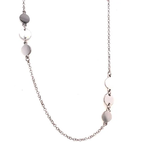 Sterling Silver Cable Chain Fashion Necklace with 3 Round Disk Stations Corinth Jewelers Corinth, MS