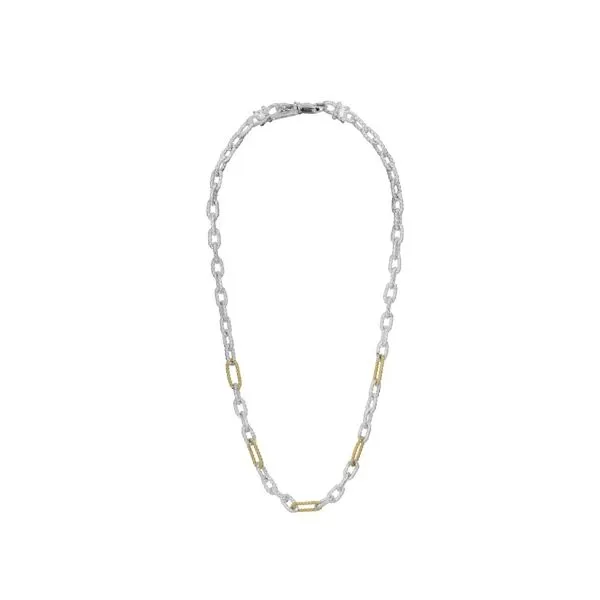 14 Karat Yellow Gold and Sterling Silver Vahan Link Necklace Image 2 Corinth Jewelers Corinth, MS