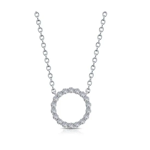 Sterling Silver Open Circle CZ Fashion Necklace - 20