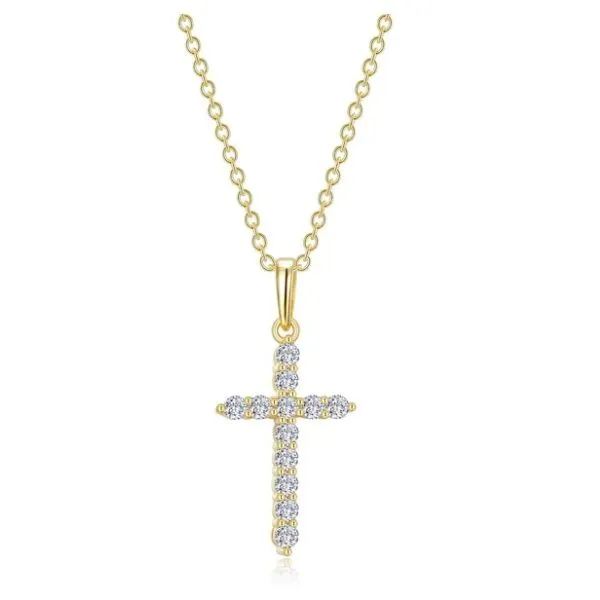 Gold Tone Medium 0.36 ctw CZ Fashion Cross Necklace - 18