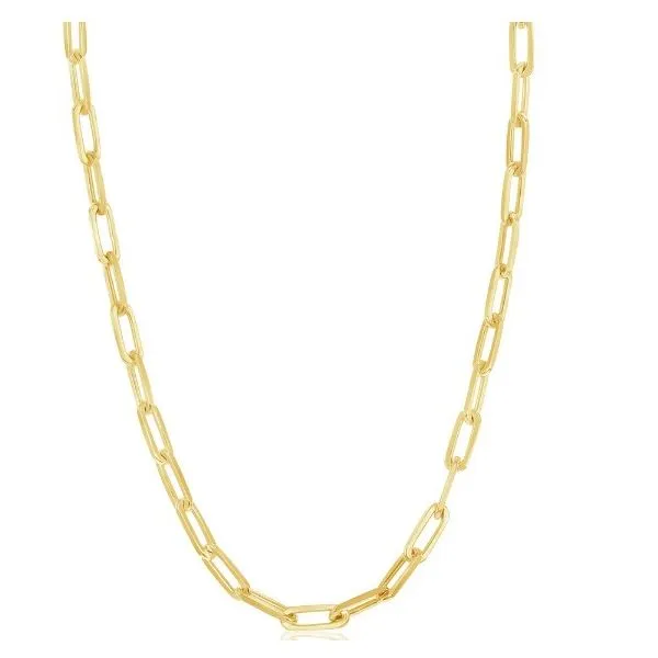 Gold Plated 3.2 mm Paper Clip Fashion Necklace - 18