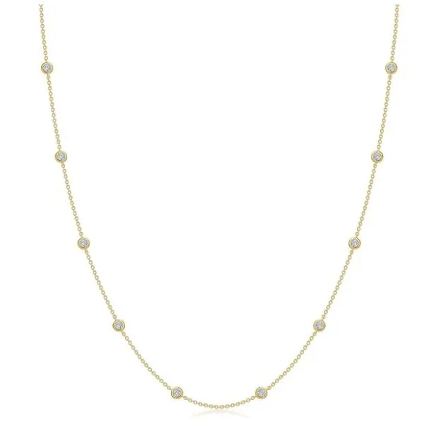 Gold Bonded CZ Bezel Station Necklace - 18-20