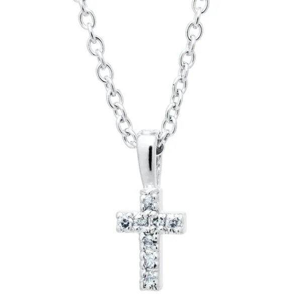 Sterling Silver Petite Diamond Cross Necklace - 0.04 dwt Corinth Jewelers Corinth, MS