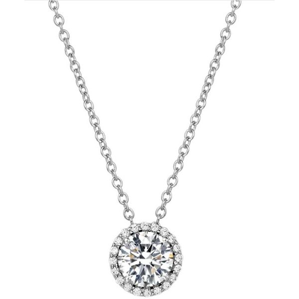 Sterling Silver Round CZ with Halo Fashion Necklace -18