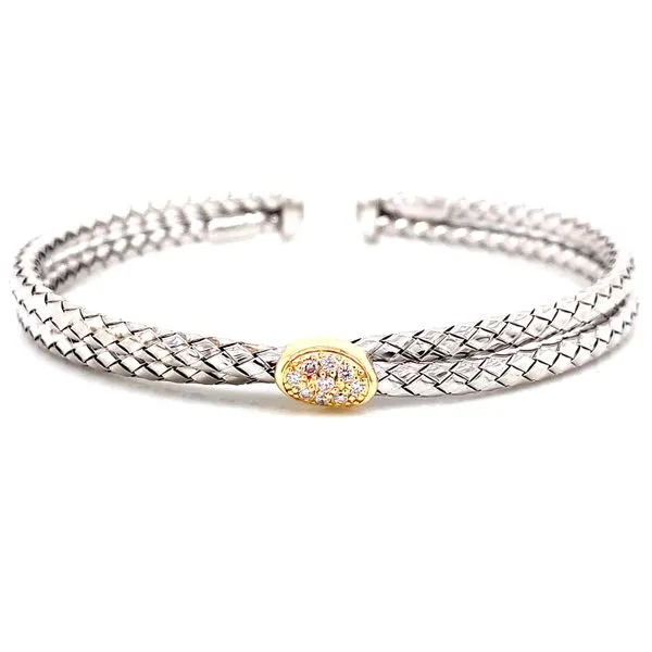 18 Karat Yellow Gold and Sterling Silver Double Strand  Cross Over Diamond Bracelet Corinth Jewelers Corinth, MS