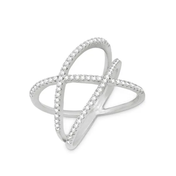 Sterling Silver with Rhodium Plating Criss Cross CZ Fashion Ring Corinth Jewelers Corinth, MS