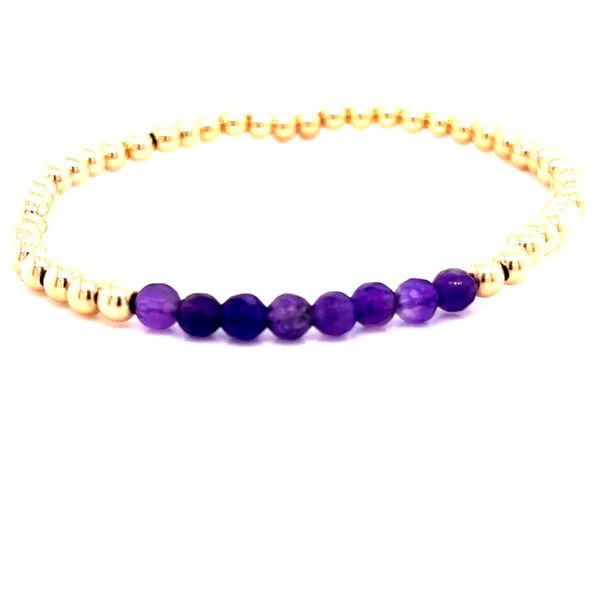 Gold Filled Beaded Bracelet with Amethyst Birthstones -February- Corinth Jewelers Corinth, MS