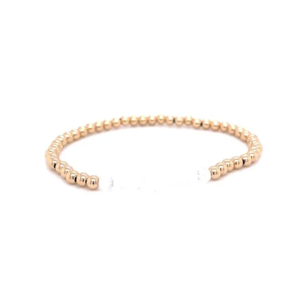 Gold Filled Beaded Bracelet with Clear Birthstone Beads - April- Corinth Jewelers Corinth, MS