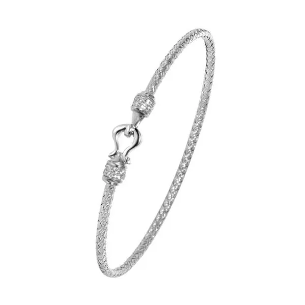 Sterling Silver Locked Hinged Bangle with CZ Accent Cuff Bracelet Corinth Jewelers Corinth, MS
