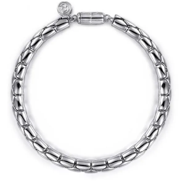 Sterling Silver Tubular Chain Men s Bracelet Size 8