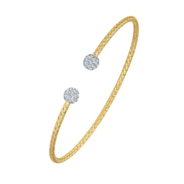 Sterling Silver and Gold Plated Fashion Cuff Bracelet with Round Pave' CZ Tips Corinth Jewelers Corinth, MS