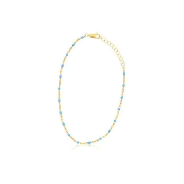 Gold Filled Turquoise Enamel Anklet - 10/11