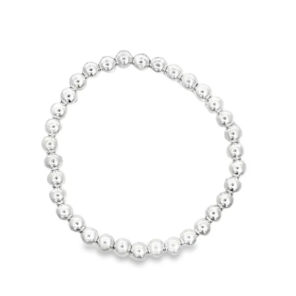 Sterling Silver 6mm Bead Bracelet - Size 7.5