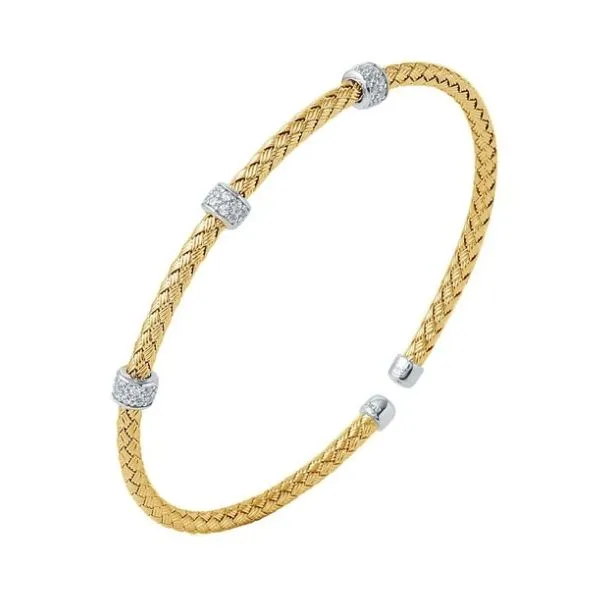 Sterling Silver and Gold Plated 3-Stone CZ Cuff Bracelet Corinth Jewelers Corinth, MS
