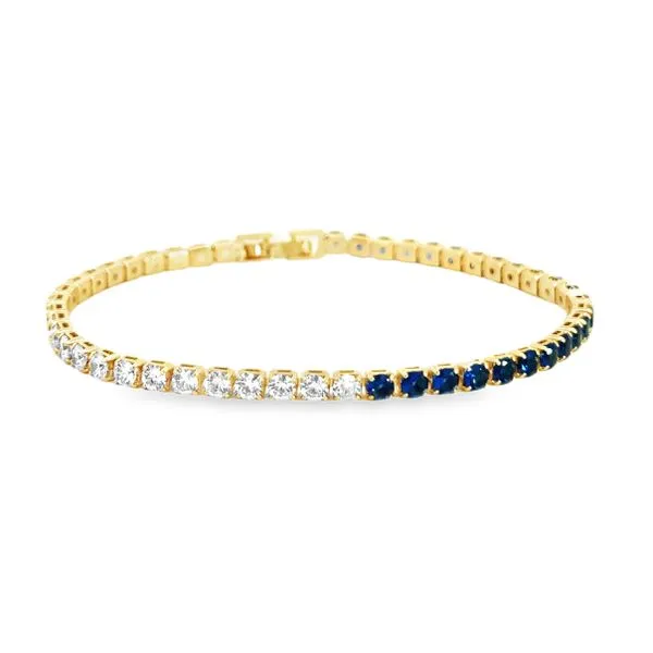 Gold Filled Round Shape Half CZ and Simulated Blue CZ Tennis Bracelet Corinth Jewelers Corinth, MS