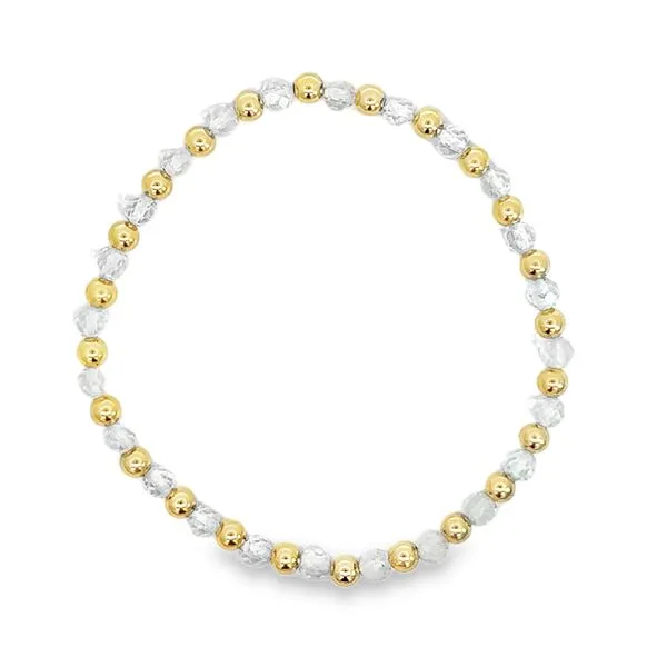 4mm Gold Filled Bead with White Topaz Bracelet - April - Size 7 Corinth Jewelers Corinth, MS