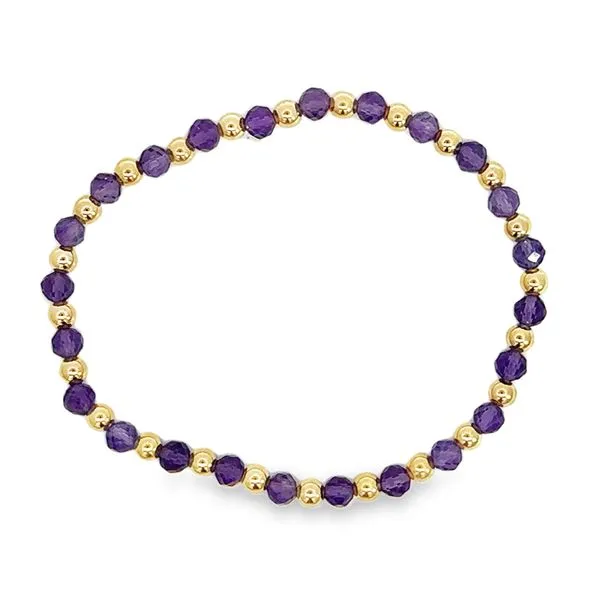 4mm Gold Filled Bead with Amethyst Bead Bracelet - February - Size 7 Corinth Jewelers Corinth, MS