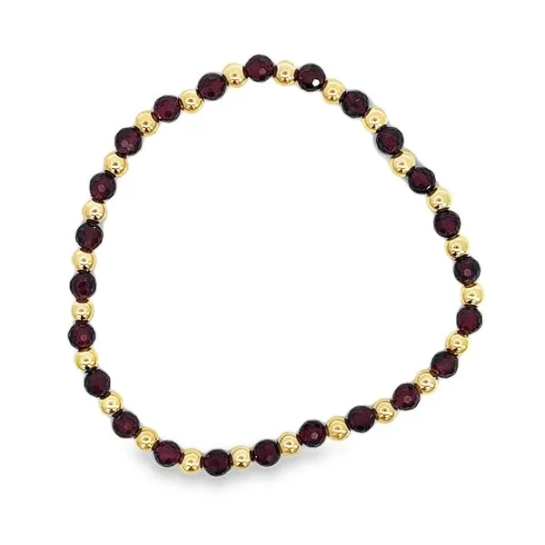 4mm Gold Filled Bead with Garnet Bead Bracelet - January - Size 7 Corinth Jewelers Corinth, MS