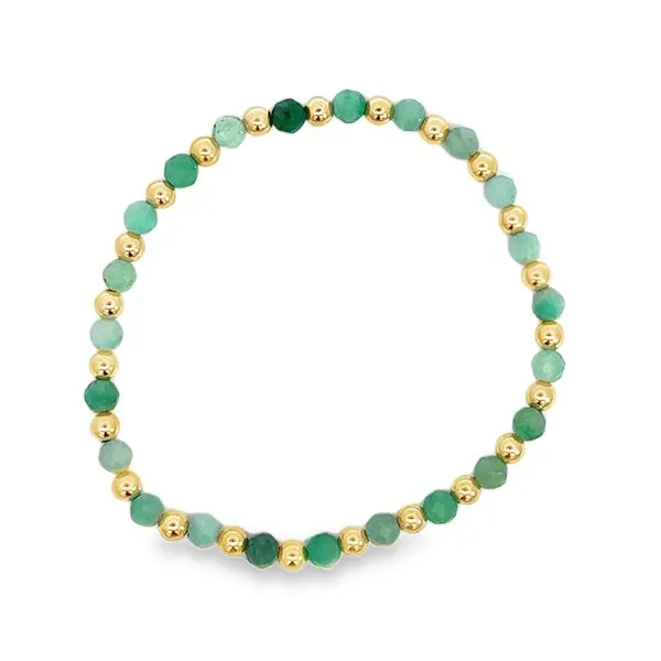 4mm Gold Filled Bead with Emerald Bead Bracelet - May - Size 7 Corinth Jewelers Corinth, MS
