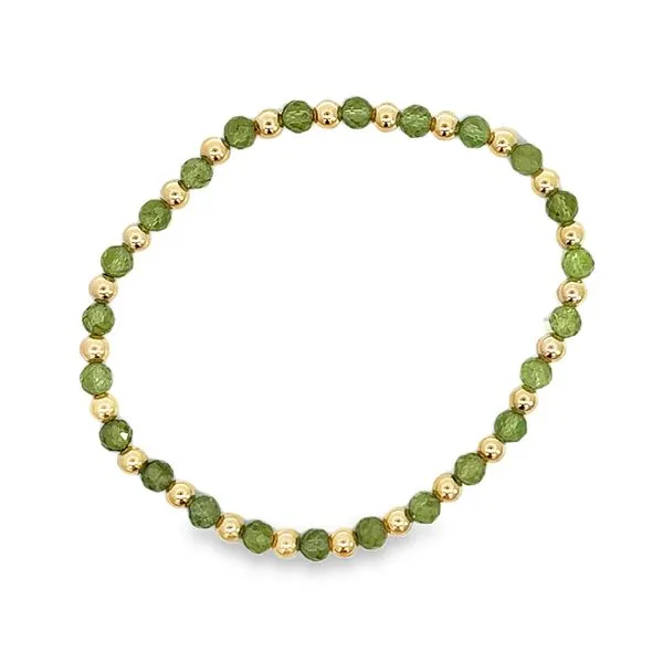 4mm Gold Filled Bead with Peridot Bead Bracelet - August - Size 7 Corinth Jewelers Corinth, MS