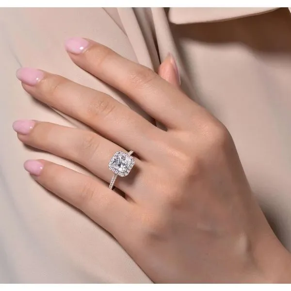 Sterling Silver Princess Cut CZ Center Stone with Halo Engagement Ring Image 2 Corinth Jewelers Corinth, MS