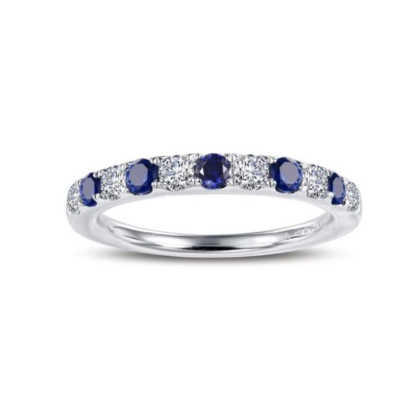Sterling Silver Alternating Synthetic Sapphire and CZ September Birthstone Stacker Band - Finger Size 6 Corinth Jewelers Corinth, MS
