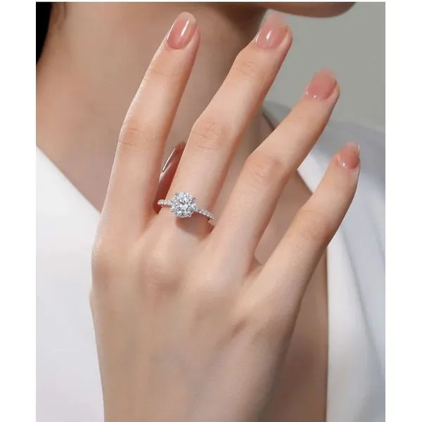 Sterling Silver Round Shape 3.00 ct CZ Solitiare with C Shank Engagement Ring - Finger Size 6 Image 2 Corinth Jewelers Corinth, MS