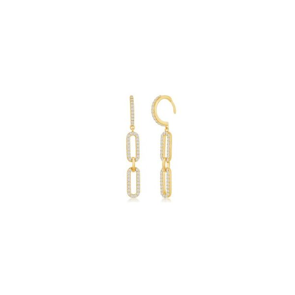 Sterling Silver and Gold Plated CZ Double Dangle Paper Clip, Corinth  Jewelers