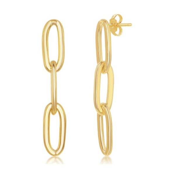 Sterling Silver and Gold Plated Double Link Paper Clip Dangl, Corinth  Jewelers