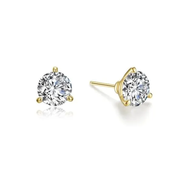 Sterling Silver and Gold Plating 1.00 ct 3-Prong Round CZ Stud Earrings Corinth Jewelers Corinth, MS