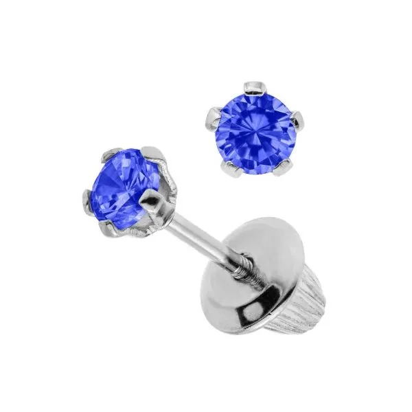 Sterling Silver Synthetic 3mm Sapphire Children's Stud Earrings Corinth Jewelers Corinth, MS