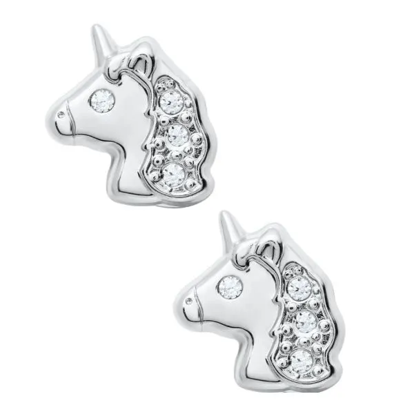 Sterling Silver Unicorn with CZ Accent Stud Earrings Corinth Jewelers Corinth, MS