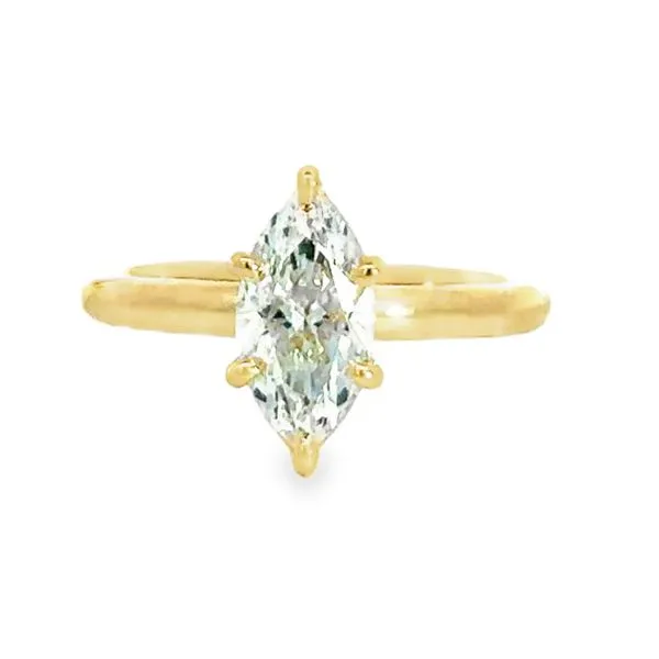 14 Karat Yellow Gold 1.45 ct Lab Grown Marquise Diamond Solitaire with Polished Shank Engagement Ring Corinth Jewelers Corinth, MS