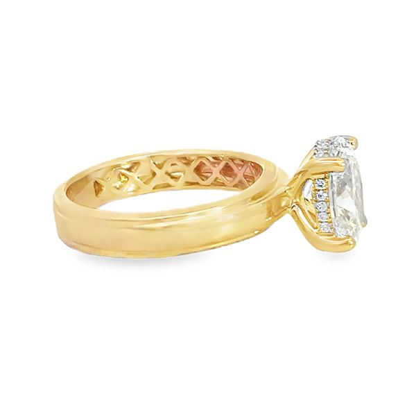 14 Karat Yellow Gold 2.10 ct Lab Grown Oval Shape Diamond Solitaire with Hidden Diamond Halo and Wide Polished Engagement Ring - F/VS2 Image 2 Corinth Jewelers Corinth, MS